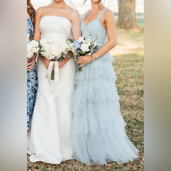 BCBGMaxazria Luna Tiered Ruffle Gown in Haze - Picture 2 of 12